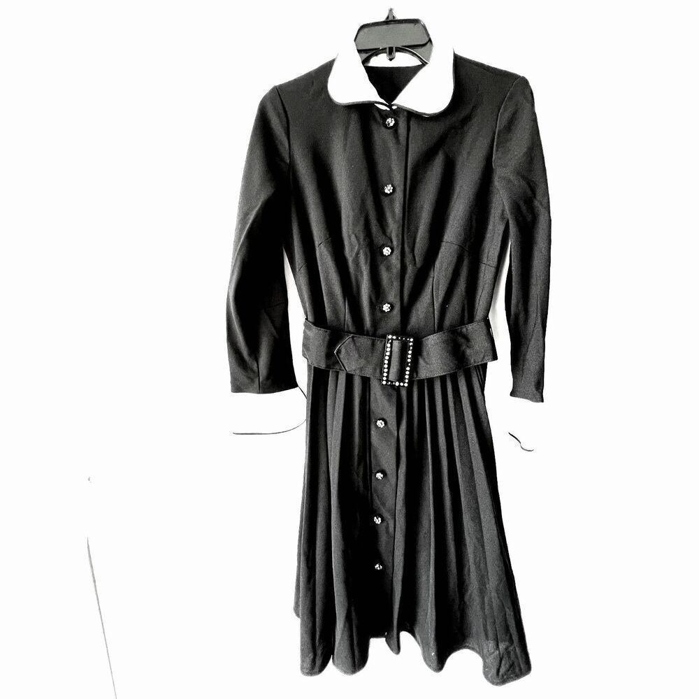 Women's Toni Dodd vintage luxury front black button collared long sleeve S.